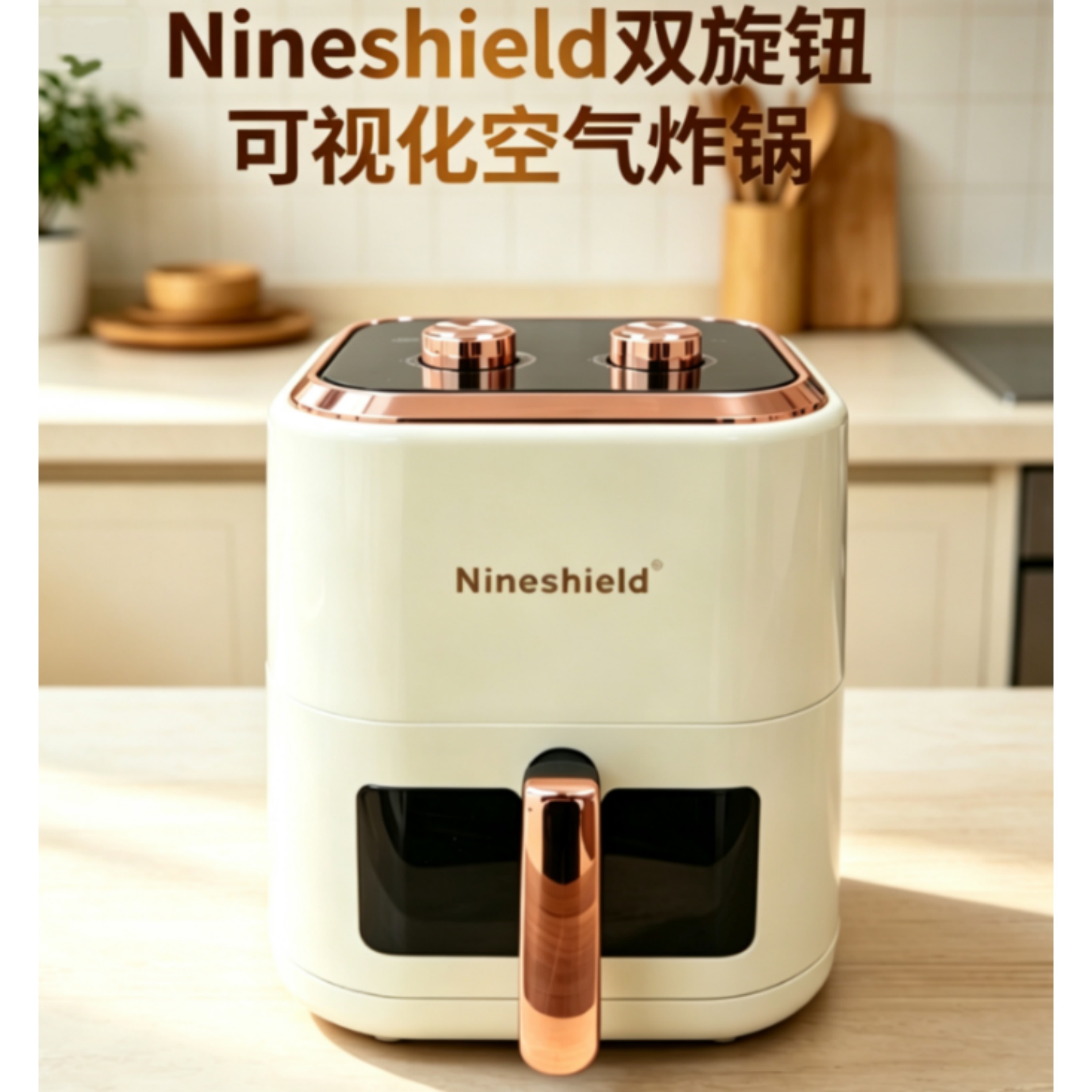 Nineshield双旋钮可视化空气炸锅
