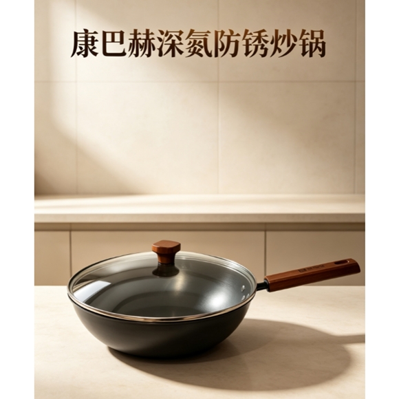 康巴赫深氮防锈精铁炒锅32cm